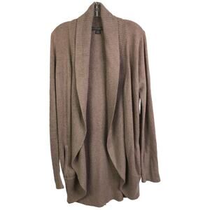 Barefoot Dreams Cardigan Womens M Taupe Cozychic Lite Knit Long Sleeve Sweater
